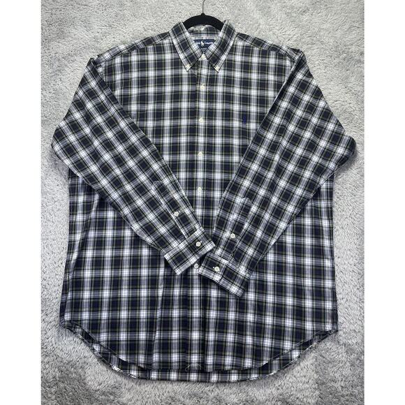 Polo Ralph Lauren Blake Mens Long Sleeve Button Shirt Large L Blue Green Plaid - Picture 1 of 8